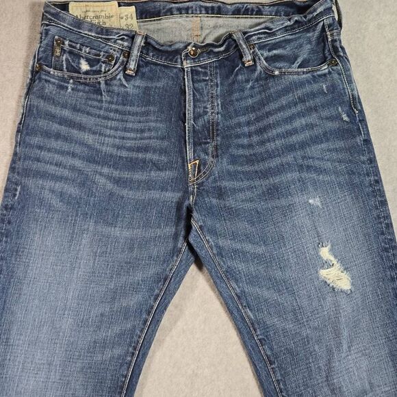 Abercrombie fitch jeans bootcut Baxter low Rise Slim Boot 34x32(31) Grunge - Picture 2 of 11